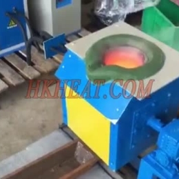 induction melting copper by 40kw tilting furnace