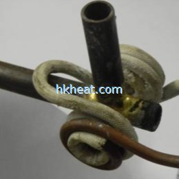 induction brazing stainless steel pipe by ear shape induction coil