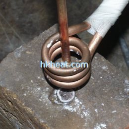induction brazing brass fitting to line