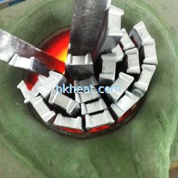induction melting aluminium ingot by tilting furnace