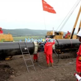 induction preheating gas pipeline by full air  cooled clamp induction coil and HK-DSP160C-RF inducti