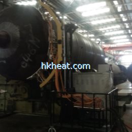 induction tempering steam tank by water cooled flexible induction coil and 120kw mf induction power
